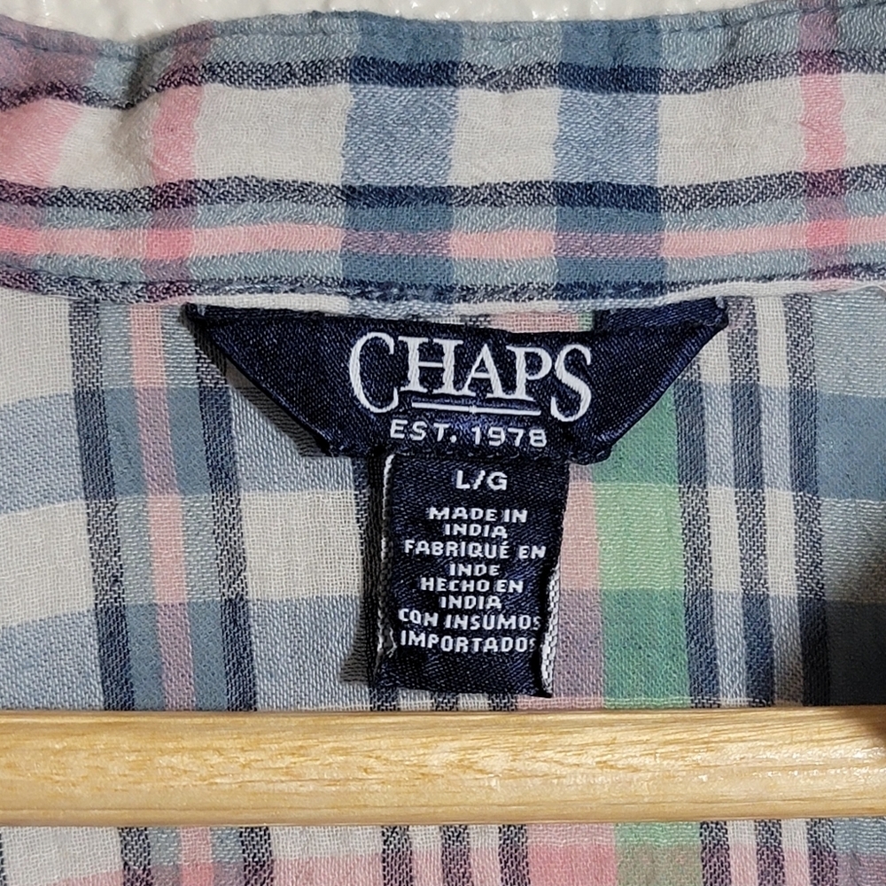 Rl Chaps Plaid Button Down Ruffle Accent 100% Cot… - image 8